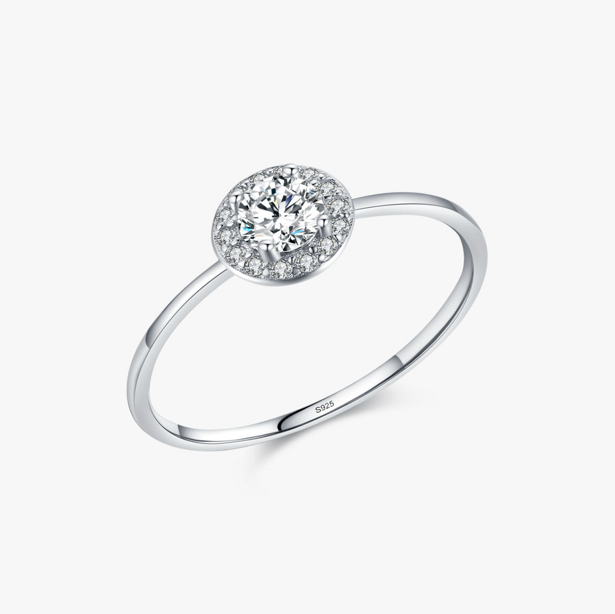 925 Sterling Silver Sparkling Engagement Ring